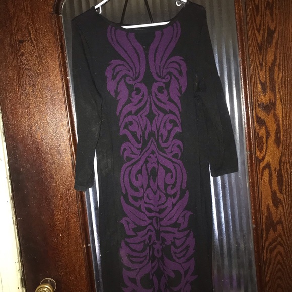 Nine West Dresses & Skirts - Black and Purple Sweater Dress